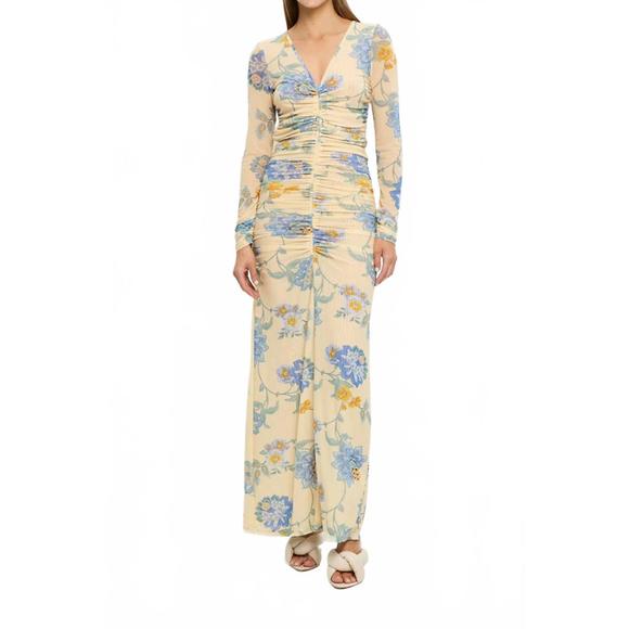 NEW KIVARI giselle maxi dress in blue floral/butter - Picture 1 of 5